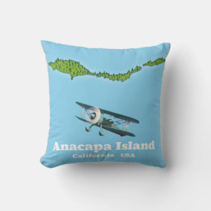 Anacapa Island California USA map Magnet Throw Pillow