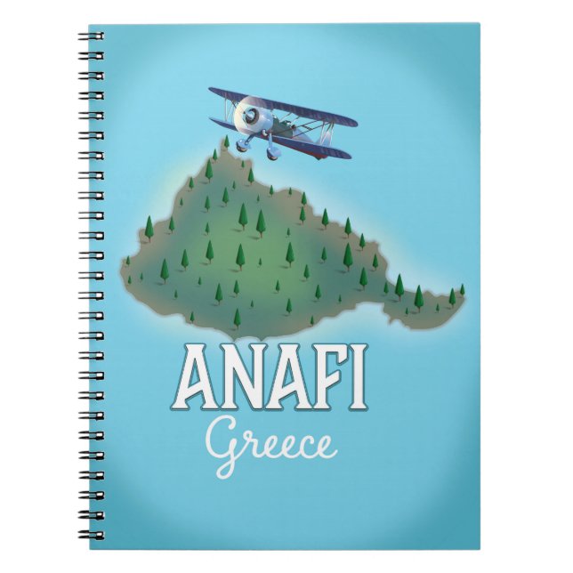 Anafi Island Greece travel poster. Notebook (Front)