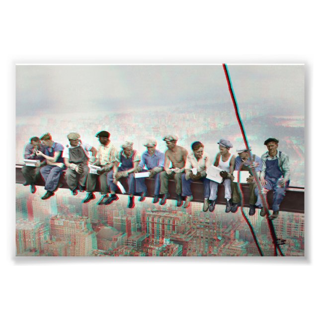 Anaglyph 3D Photo- Lunch atop Skyscraper New York Photo Print (Front)
