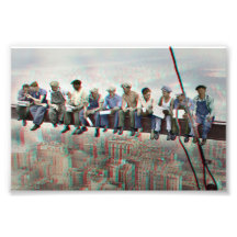 Anaglyph 3D Poster- Lunch atop Skyscraper New York