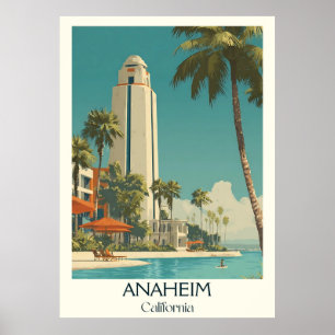 Anaheim California Art Print   Vintage Style