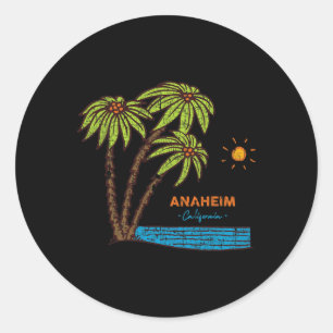 Anaheim, California Surfing Vintage Retro Beach Hi Classic Round Sticker