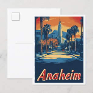 Anaheim California USA Vintage Travel Illustration Postcard
