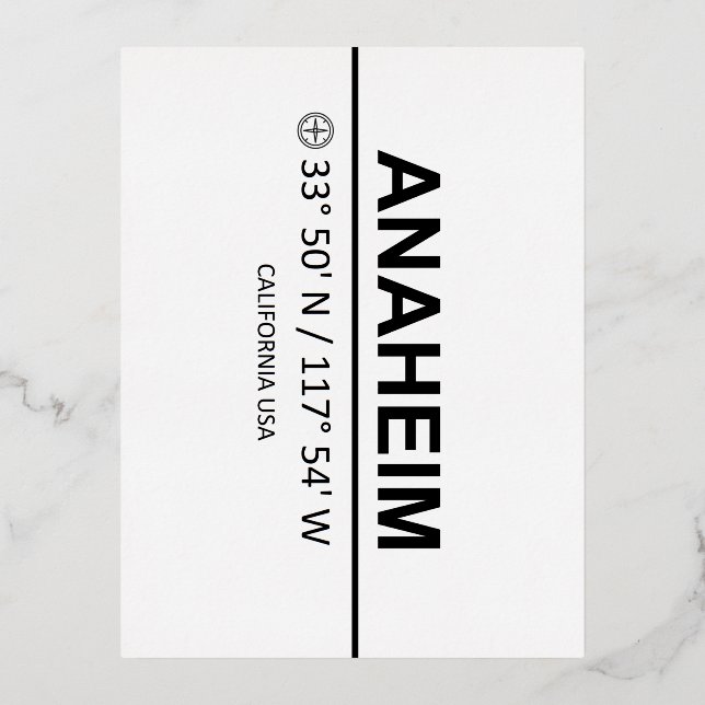 Anaheim Coordinates — Anaheim Coordinates Foil Holiday Postcard (Front)