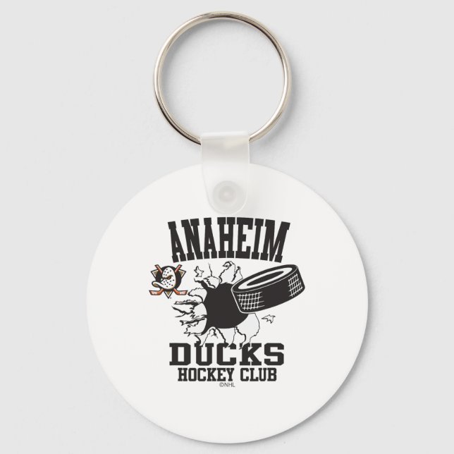 Anaheim Ducks Hockey Puck Burst Orange Officially  Keychain (Front)