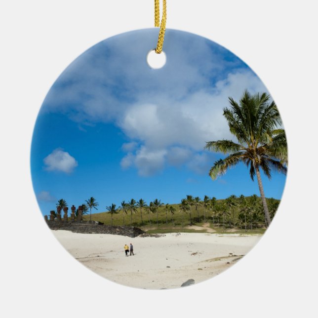 Anakena, Rapa Nui, Easter Island, Chile Ceramic Ornament (Front)