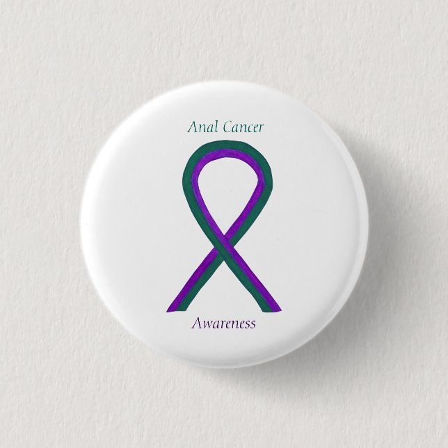 Anal Cancer Awareness Ribbon Custom Button Pins (Front)