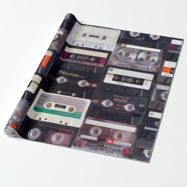 Analogic audiocassette tapes wrapping paper (Unrolled)