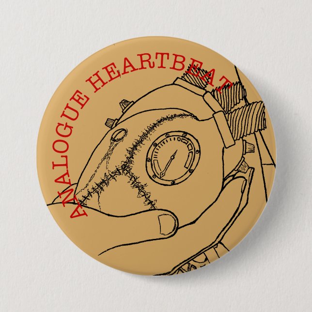 Analogue Heart Beat 3 Inch Round Button (Front)