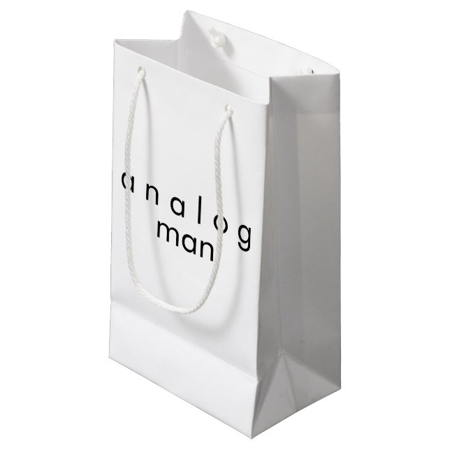 Analogue Man White Small Gift Bag (Front Angled)