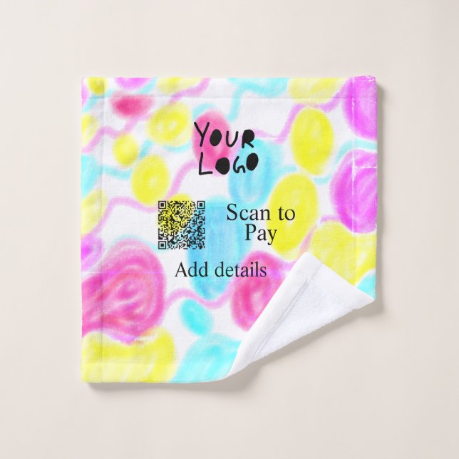 Analyser pour payer ajouter Q R logo de l'entrepri (Gant de toilette)