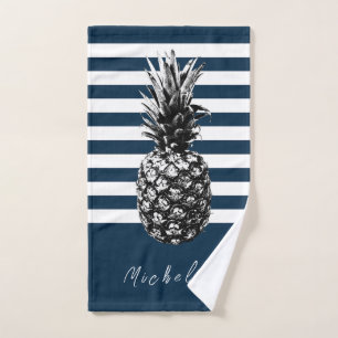 Ananas à rayures blanc et marine   Personnalisé