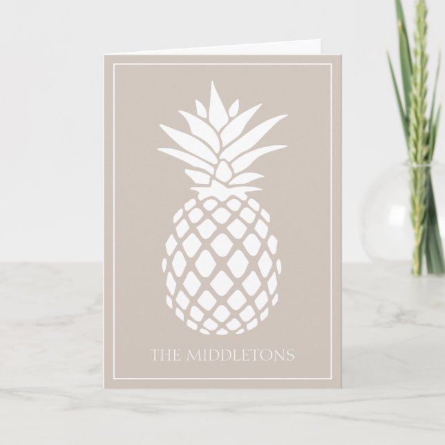 Ananas blanc préppy sur beige (Devant)