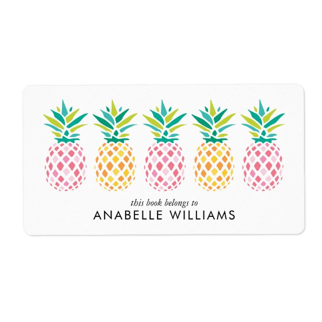 Ananas colorés Étiquettes de plaque d'immatriculat (Devant)