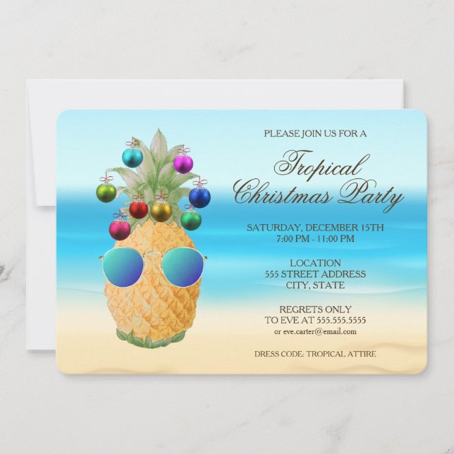 Ananas de Noël tropical | Invitation de parti (Devant)
