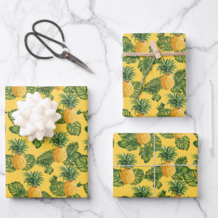 Ananas & Feuilles Tropicaux En Or