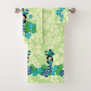 Ananas Luau Hawaiian Hula Girl Coordinate - Lime