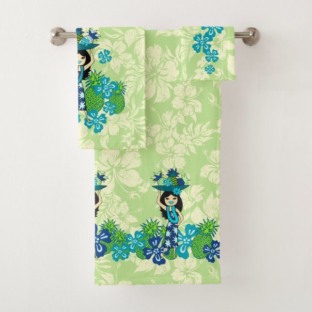 Ananas Luau Hawaiian Hula Girl Coordinate - Lime (En situation)