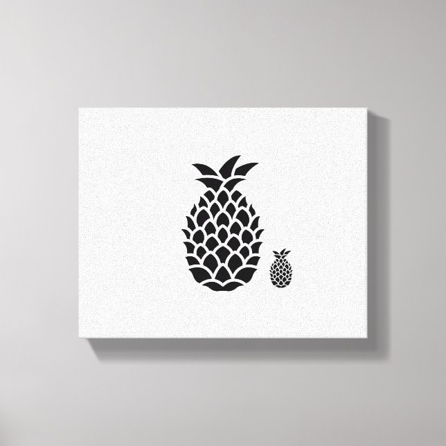 Ananas noir et blanc imprimé sur toile (Recto)