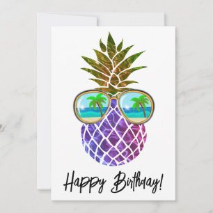 Ananas rétro boho avec lunettes de soleil carte d'