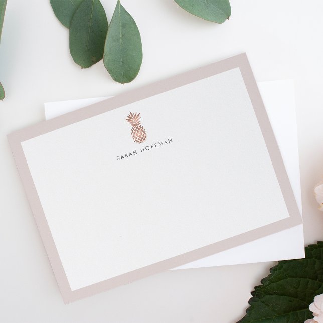 Ananas rose | Carte papier à lettres personnalisée (Créateur téléchargé)