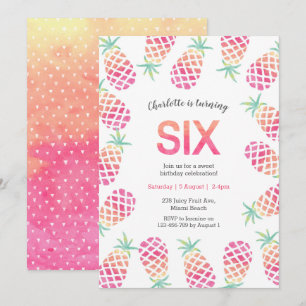 Ananas rose tropical 6e anniversaire Invitation