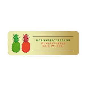 Ananas rouges et verts de Noël sur l'or