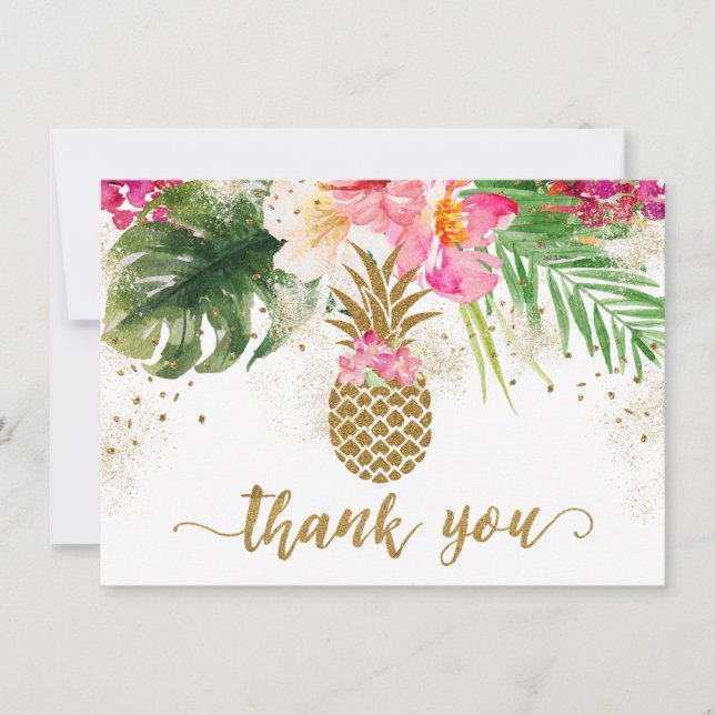 Ananas Tropical Floral Fête des mariées Merci (Devant)