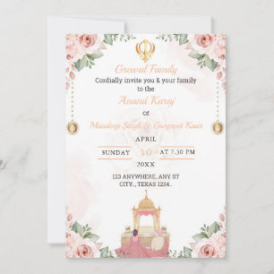 Anand Karaj carte Faire-part de mariage, Mariage s