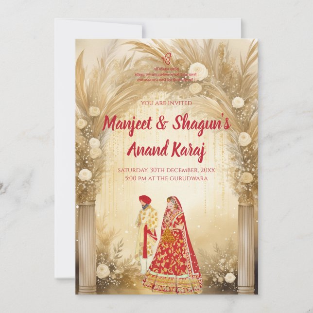 Anand Karaj invitations Digital Sikh Wedding cards (Front)