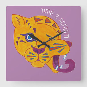 Anarchic Venom Leopard Square Wall Clock