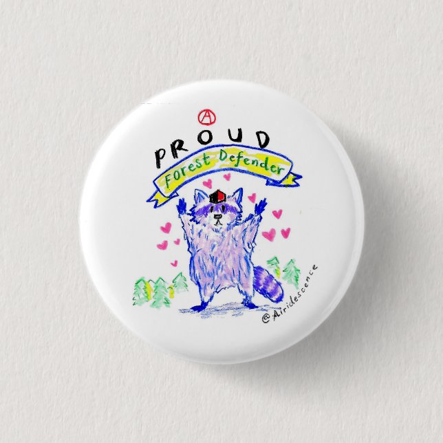 Anarchist Raccoon Forest Defender Button (Front)