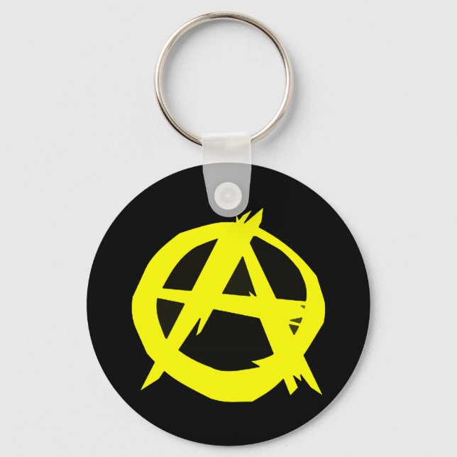 Anarcho Capitalism Black and Yellow Flag Keychain (Front)
