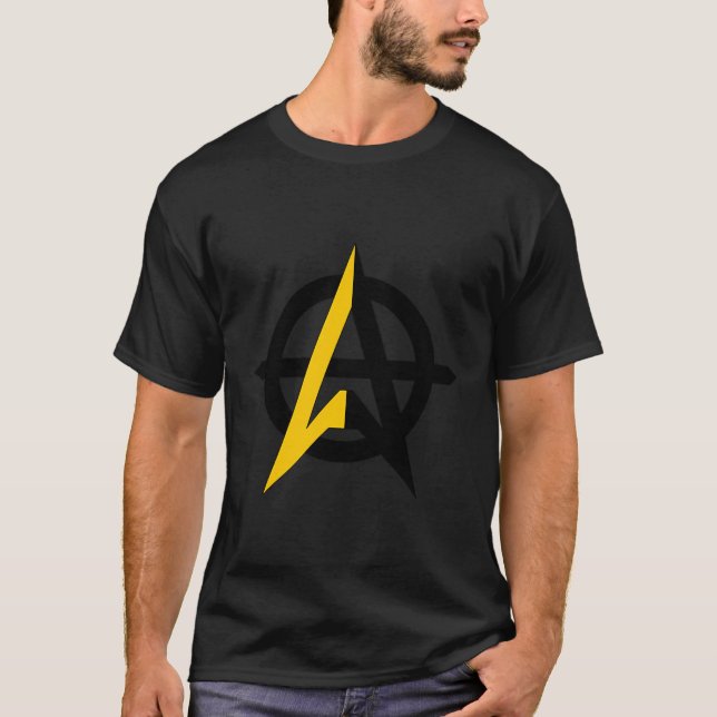 Anarcho-Capitalism Black Yellow Symbol T-Shirt (Front)
