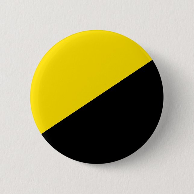 Anarcho capitalism flag anarchy symbol black yello 2 inch round button (Front)
