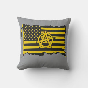 Anarcho-Capitalist Flag USA Black & Gold flag Throw Pillow