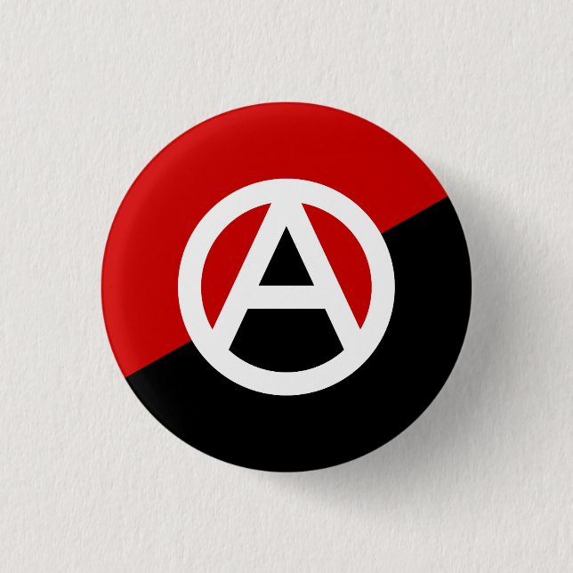 Anarcho-Syndicalism Symbol Button,  Flag Design sm 1 Inch Round Button (Front)
