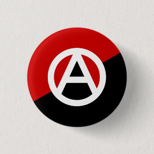 Anarcho-Syndicalism Symbol Button, Flag Design sm 1 Inch Round Button