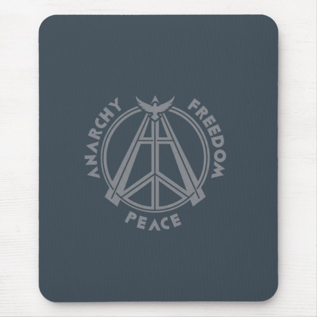 Anarchy, Freedom & Peace: Modern Anarchy Symbol Mouse Pad (Front)