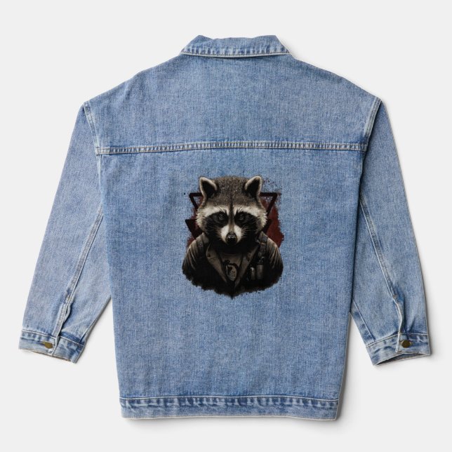 Anarchy Raccoon Political for Ancomm Liberal Class Denim Jacket (Back)