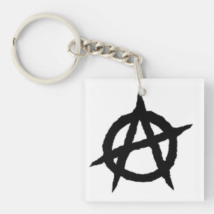 Anarchy symbol black punk music culture sign chaos keychain