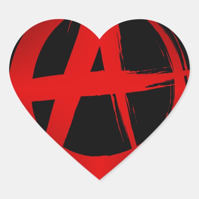 Anarchy symbol heart sticker (Front)