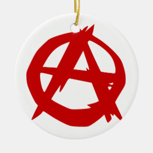 Anarchy Symbol Red A and Circle Without Ruler Ceramic Ornament