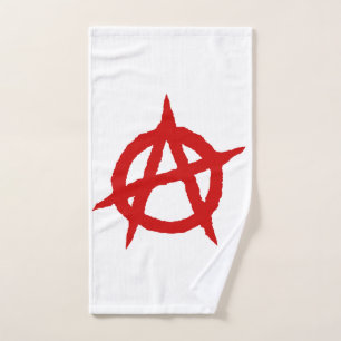Anarchy symbol red punk music culture sign chaos p hand towel