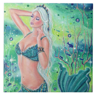 Anastasia mermaid ceramic tile fantasy art