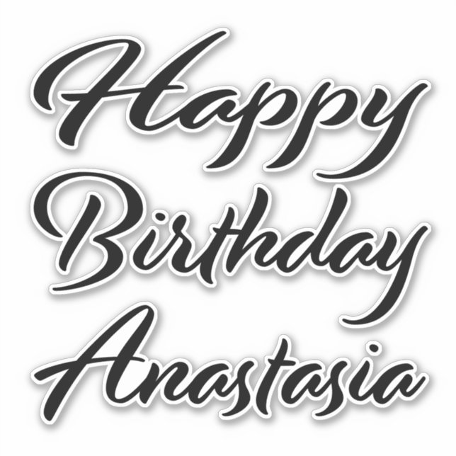 Anastasia Nom Prénom Anniversaire de Black Sticker (Devant)