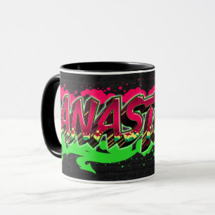 Anastasia prénom Graffiti red Tasse verte