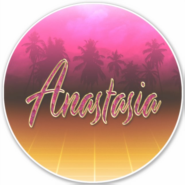 Anastasia Prénom Nom rose Autocollant Autocollant (Devant)