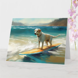 Anatolian Shepherd Beach Surfing Painting  Card