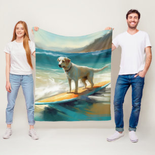 Anatolian Shepherd Beach Surfing Painting  Fleece Blanket